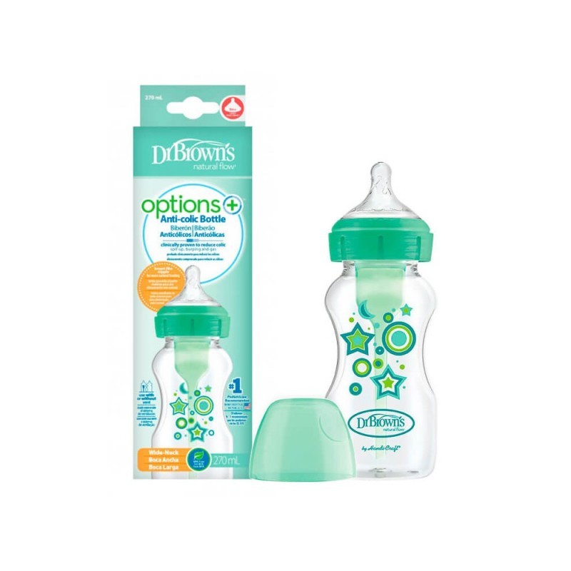 DrBrowns Biberón Anticólicos Options Boca Ancha 270 ml ¡Envío 24h!